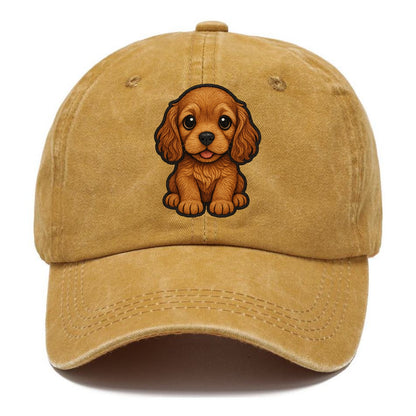 Baby Cocker Spaniel Puppy - long wavy ears, soulful eyes, silky coat, front-facing, - Classic Cap - Golden Harvest(Yellow)