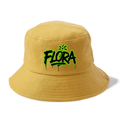 Bold typography design - "FLORA" - plant life, blooming - Bucket Hat - Golden Harvest(Yellow)