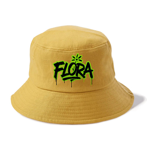 Bold typography design - FLORA - plant life, blooming - Bucket Hat