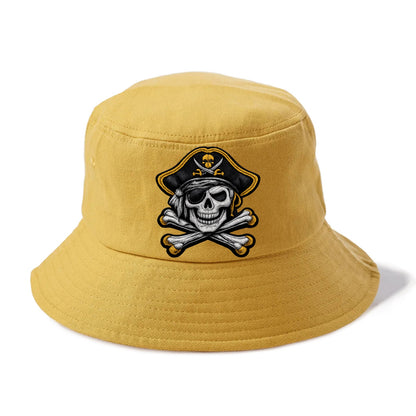 PIRATE SKULL - Jolly Roger skull in black and white , pirate - Bucket Hat - Golden Harvest(Yellow)