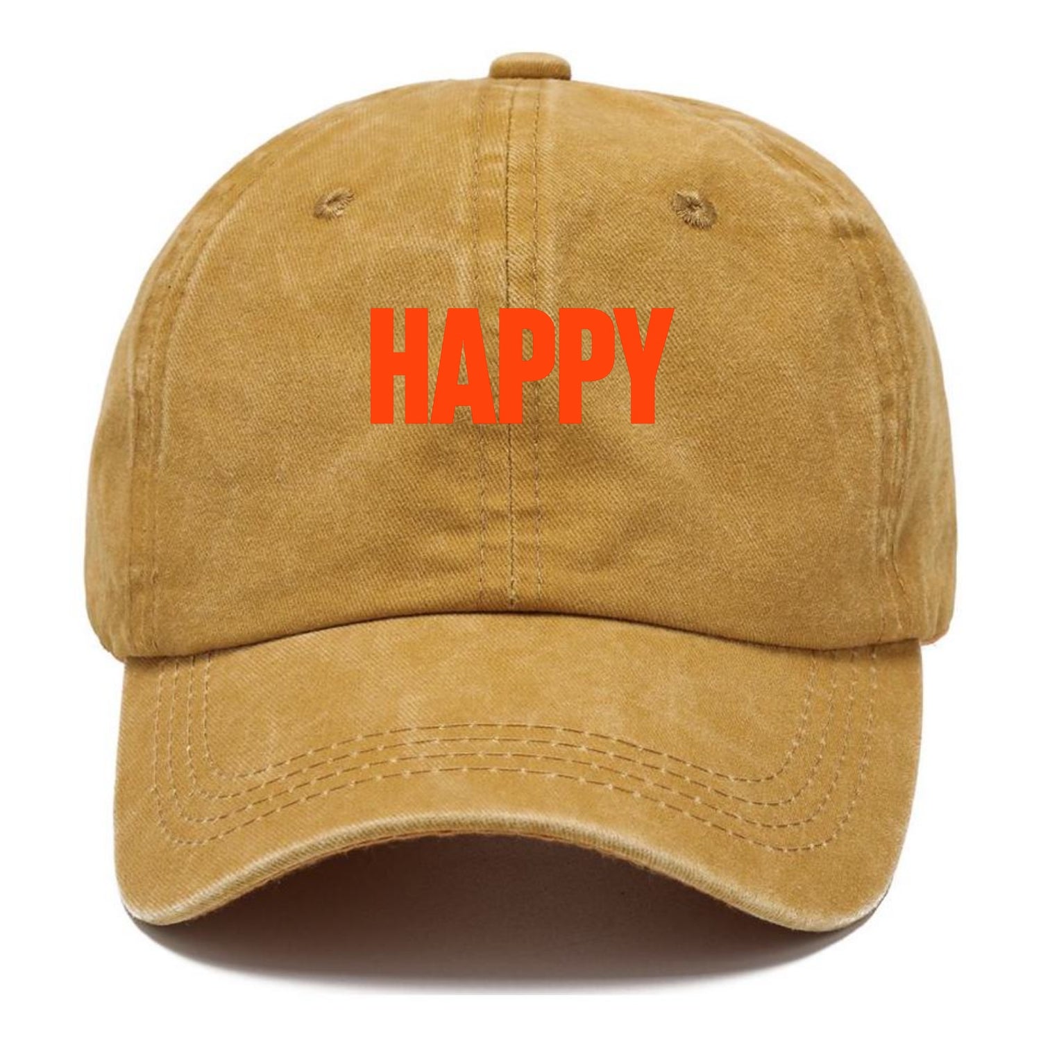 Bold typography design - "HAPPY" - joyful, content, pleased - Classic Cap - Golden Harvest(Yellow)