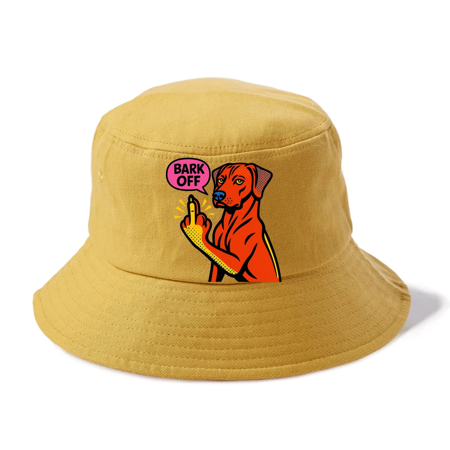 Rhodesian Ridgeback with distinctive ridge on back, athletic muscular paw up - Bucket Hat - Golden Harvest(Yellow)