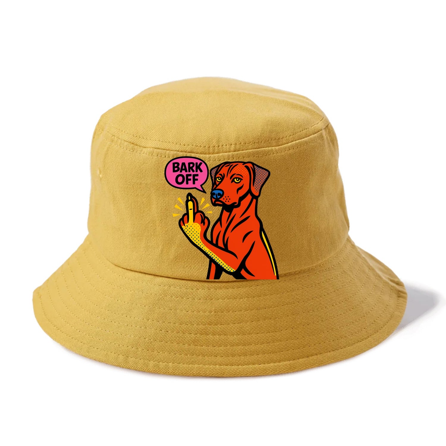 Rhodesian Ridgeback with distinctive ridge on back, athletic muscular paw up - Bucket Hat - Golden Harvest(Yellow)
