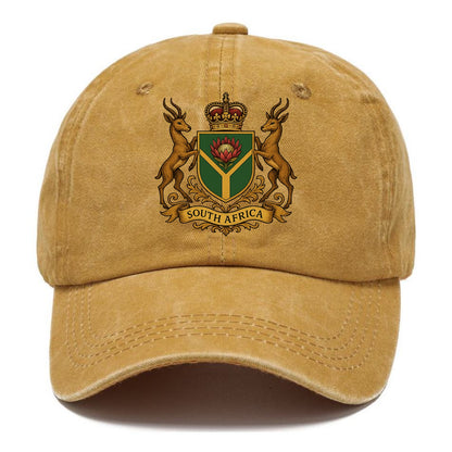 South Africa Springbok Emblem (springbok With Protea, Green/gold Shield) Classic Cap - Golden Harvest(Yellow)
