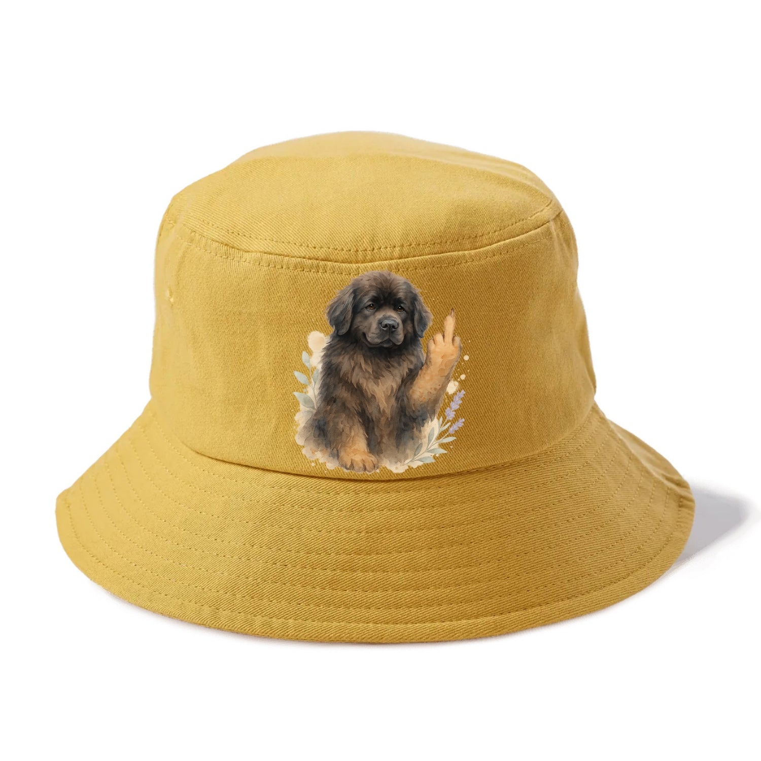Newfoundland fluffy bear-like with webbed paws, massive gentle paw up - Bucket Hat - Golden Harvest(Yellow)