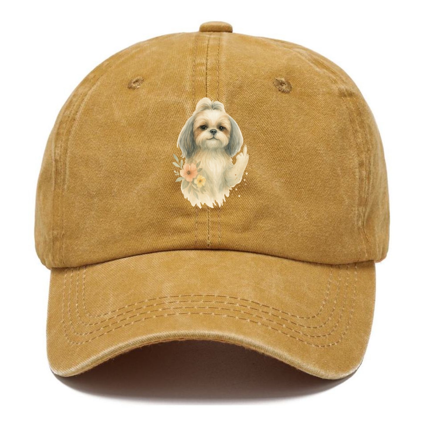 Shih Tzu with long flowing silky hair, tiny paw showing attitude - Classic Cap - Golden Harvest(Yellow)