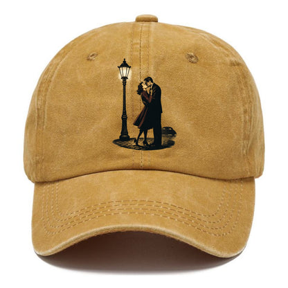 first kiss under vintage street lamp on cobblestone at night - Classic Cap - Golden Harvest(Yellow)