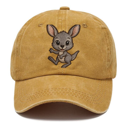 Baby Kangaroo Joey - gray fur, large ears, in pouch peek, bright eyes, front-facing, - Classic Cap - Golden Harvest(Yellow)