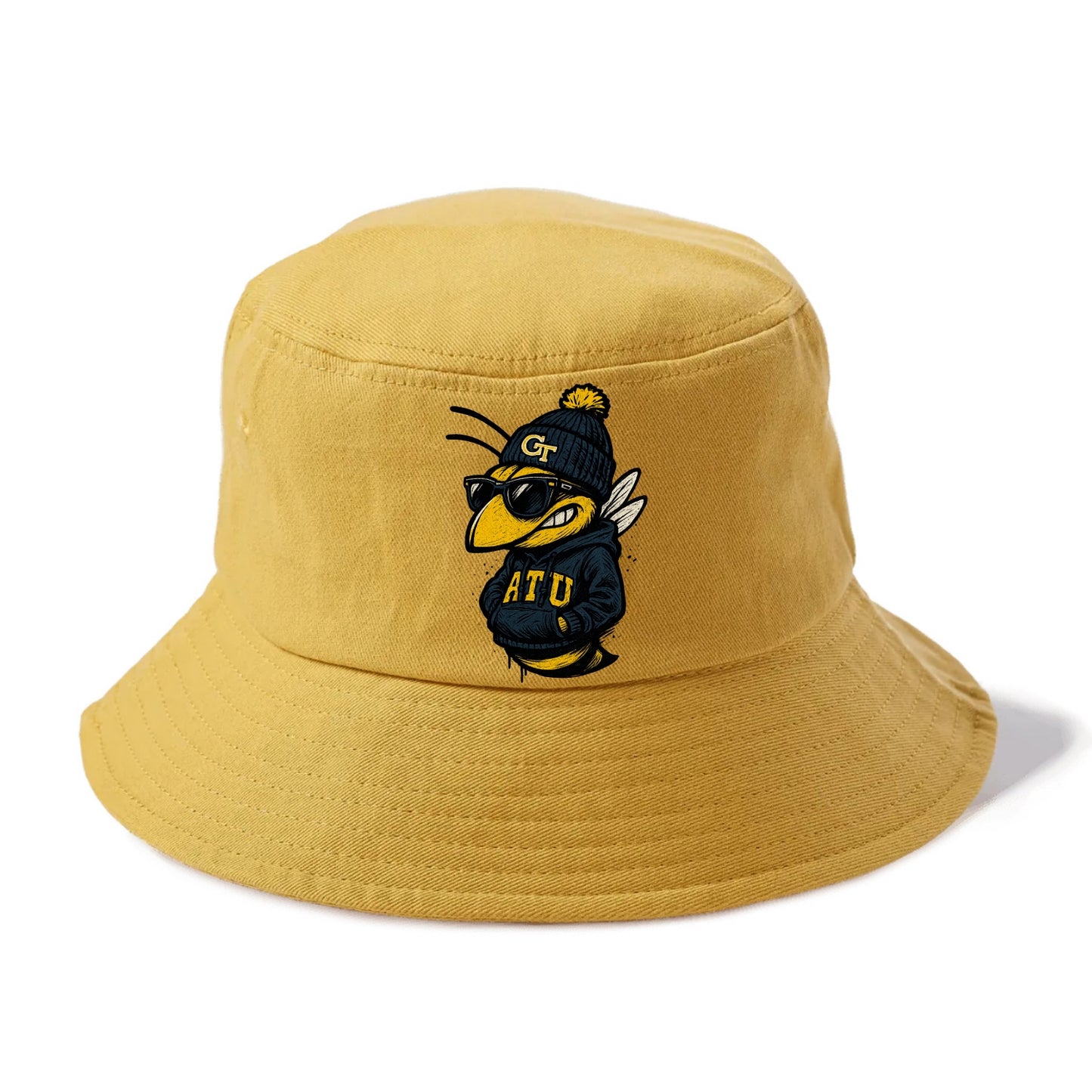 Atlanta Yellow Jacket wearing Georgia Tech beanie with GT patch - Bucket Hat - Golden Harvest(Yellow)