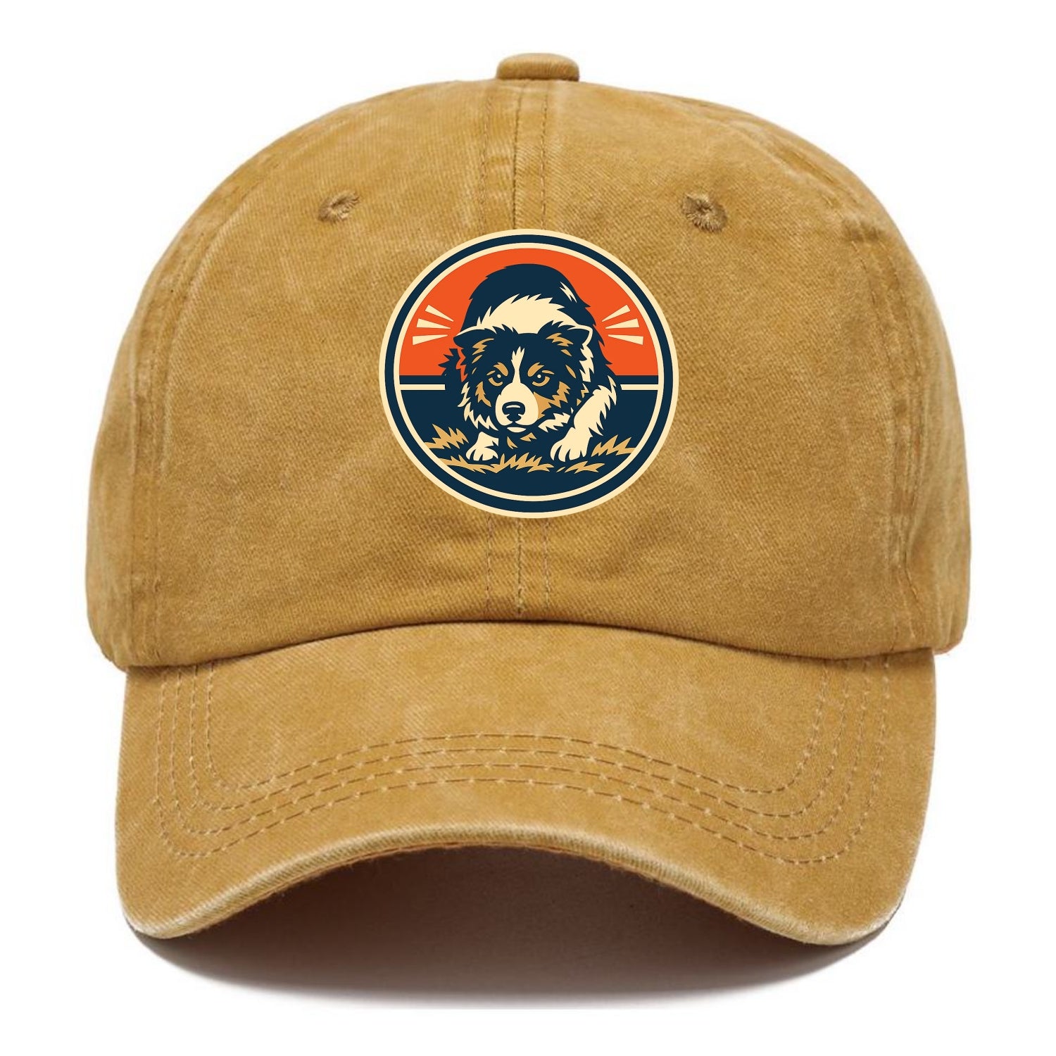 Focused Border Collie Emblem - Classic Cap - Golden Harvest(Yellow)