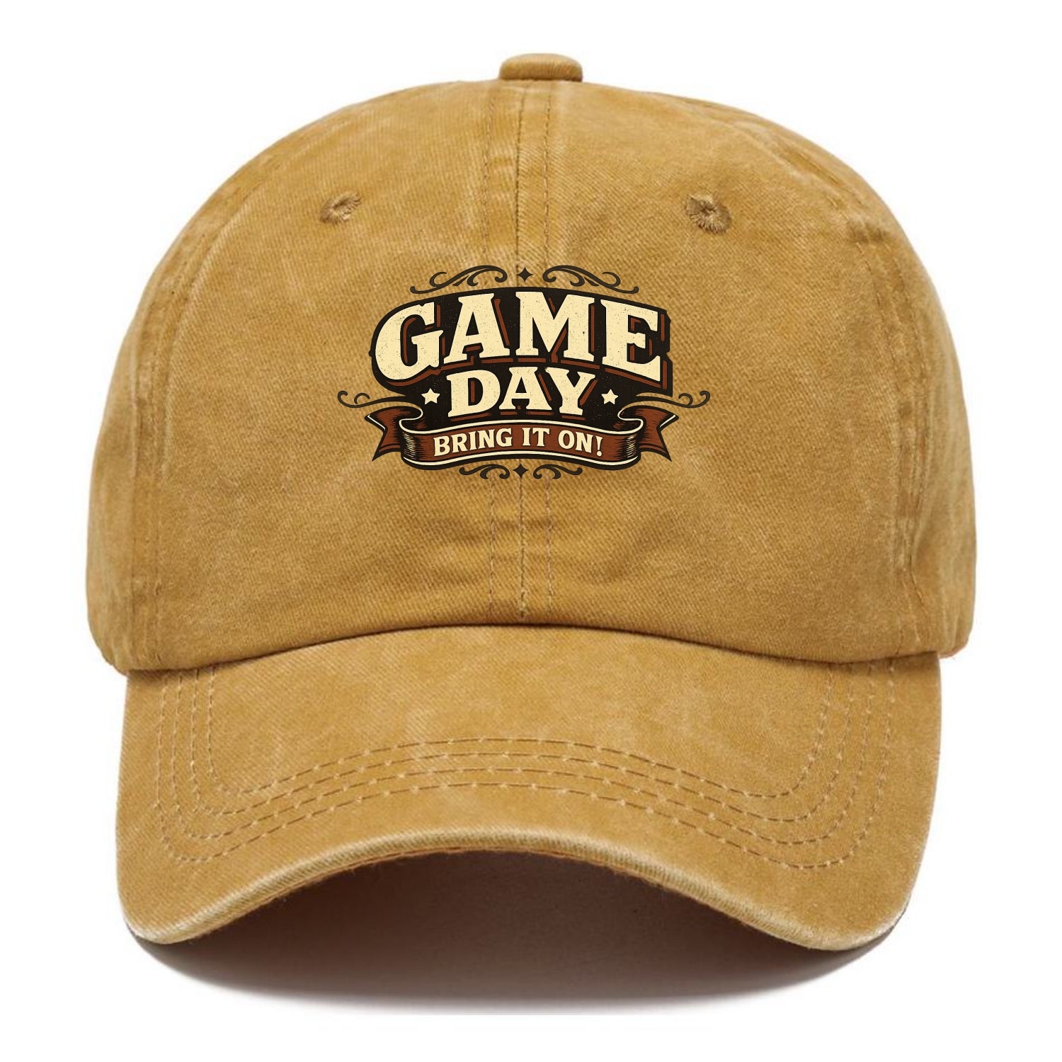 Bold typography design - "GAME DAY" - competition ready, bring it on - Classic Cap - Golden Harvest(Yellow)