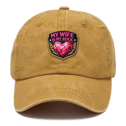 MY WIFE IS MY ROCK - pink rock heart - pink - solid wife - Classic Cap - Golden Harvest(Yellow)