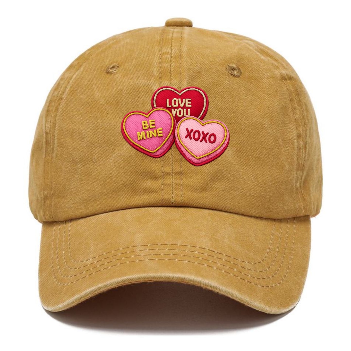 VALENTINES HEARTS - candy hearts in pink and red , love day - Classic Cap - Golden Harvest(Yellow)