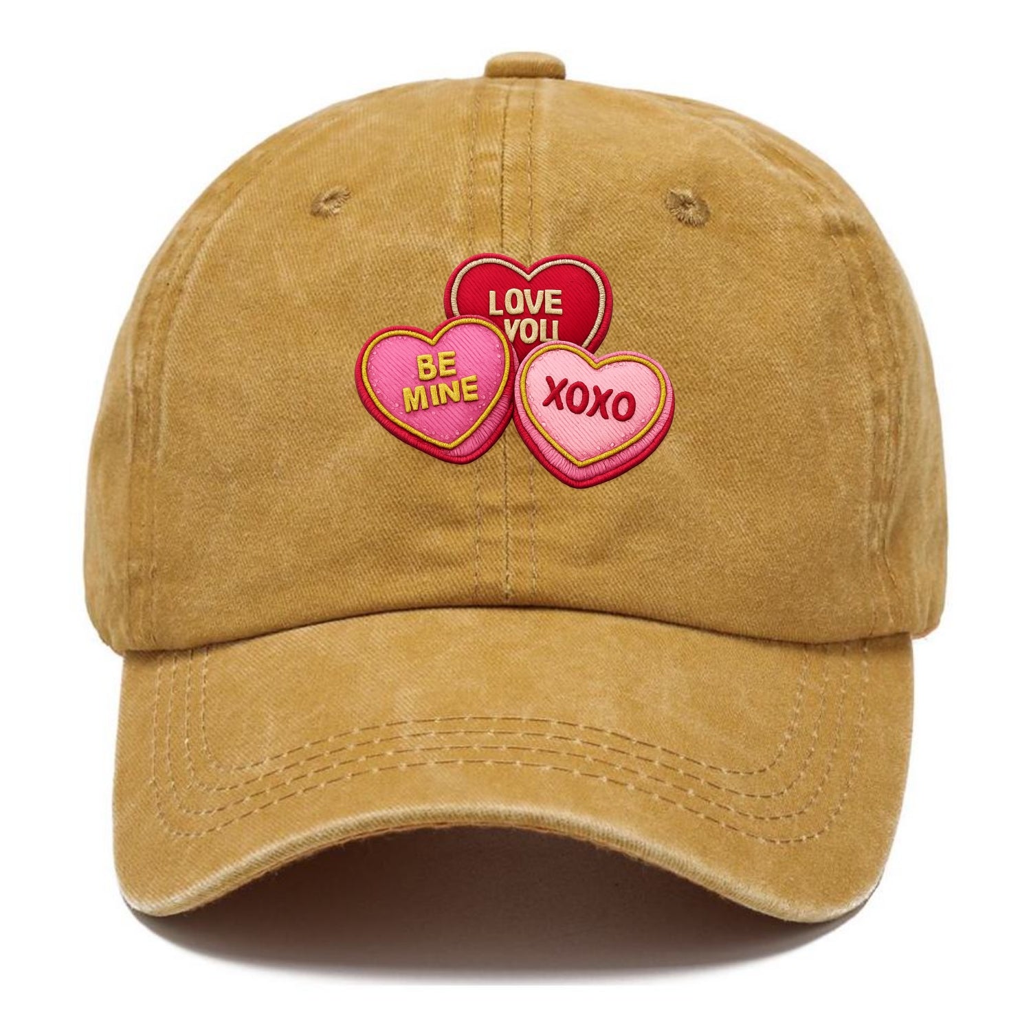 VALENTINES HEARTS - candy hearts in pink and red , love day - Classic Cap - Golden Harvest(Yellow)