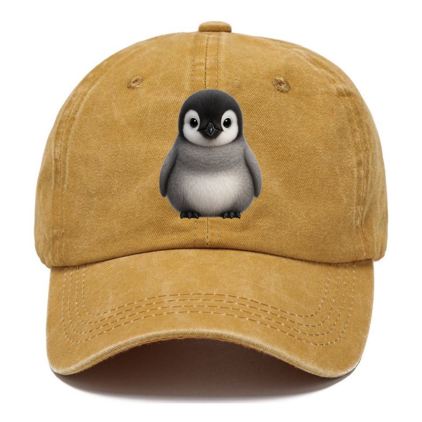Baby Adelie Penguin - black and white, round body, curious eyes, front-facing, - Classic Cap - Golden Harvest(Yellow)