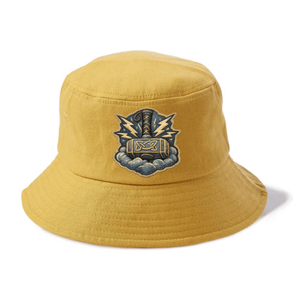 THOR HAMMER MJOLNIR - mighty hammer in silver and blue , thunder god - Bucket Hat - Golden Harvest(Yellow)