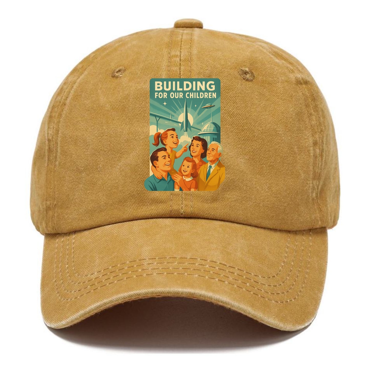 Multiple generations celebrating progress together - "Building for Our Children" - - Classic Cap - Golden Harvest(Yellow)