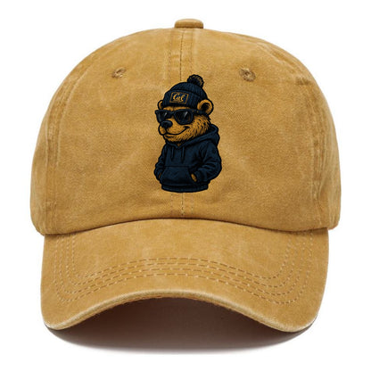 Berkeley Bear wearing Cal beanie with script patch - Classic Cap - Golden Harvest(Yellow)