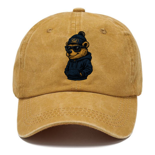 Berkeley Bear wearing Cal beanie with script patch - Classic Cap - Golden Harvest(Yellow)