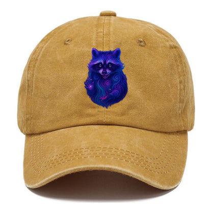 Playful raccoon with mask swirling in hypnotic patterns, neon purple and green fur - Classic Cap - Golden Harvest(Yellow)