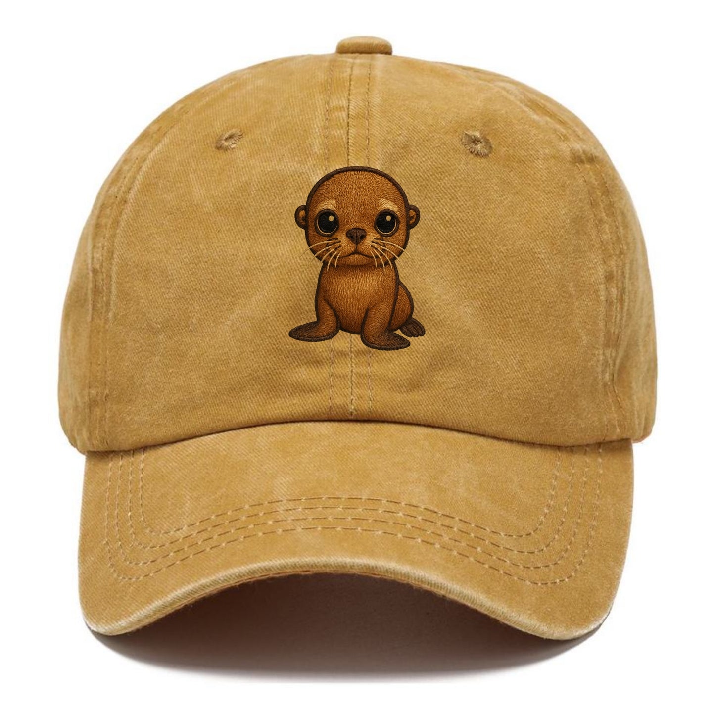 Baby California Sea Lion - golden brown, large expressive eyes, whiskers, - Classic Cap - Golden Harvest(Yellow)