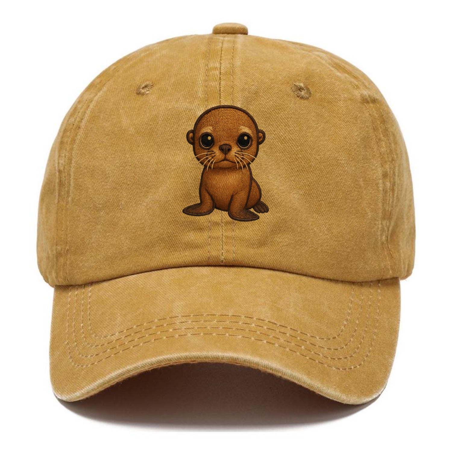 Baby California Sea Lion - golden brown, large expressive eyes, whiskers, - Classic Cap - Golden Harvest(Yellow)
