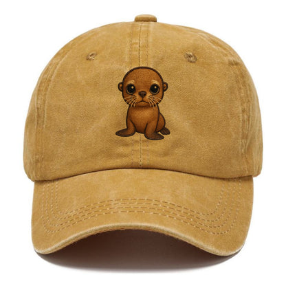 Baby California Sea Lion - golden brown, large expressive eyes, whiskers, - Classic Cap - Golden Harvest(Yellow)