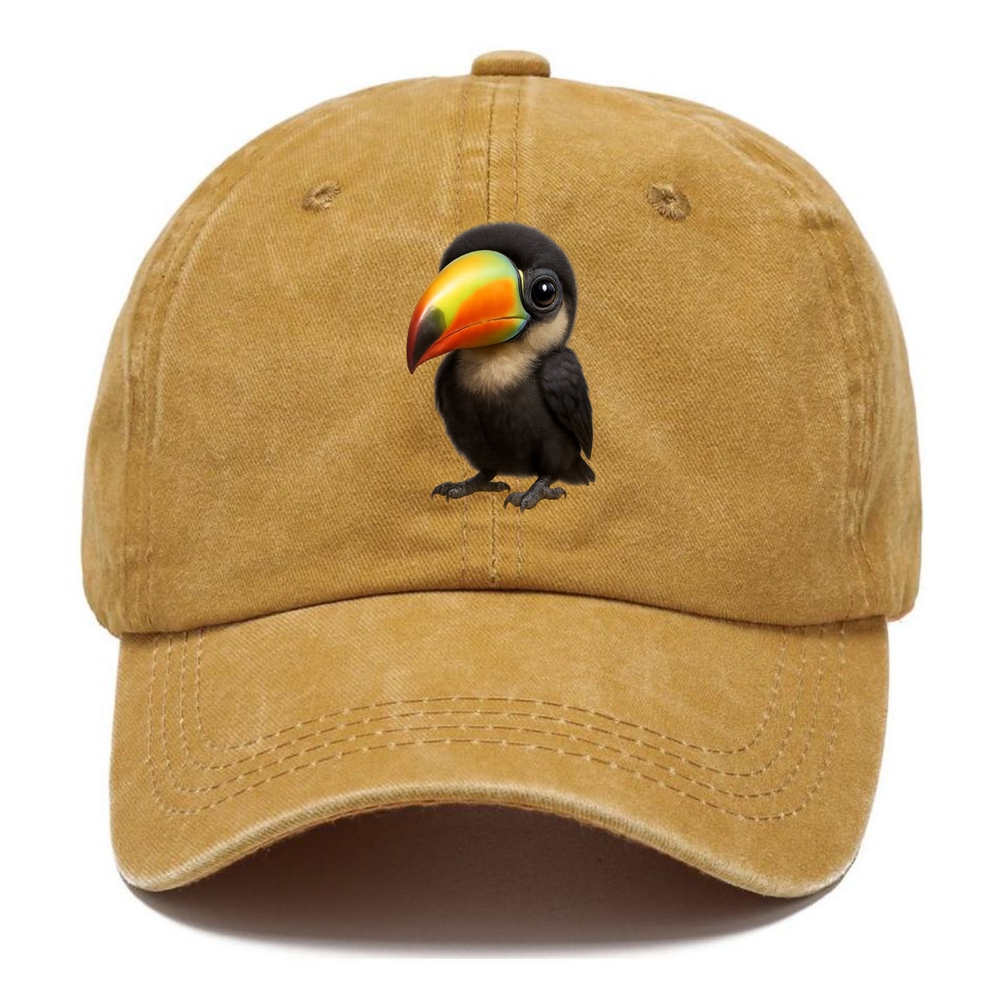 Baby Toucan - oversized colorful beak, black feathers, bright eyes, front-facing, - Classic Cap - Golden Harvest(Yellow)