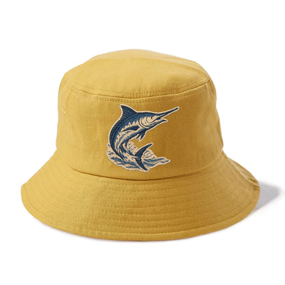 SWORDFISH MARLIN - leaping marlin in blue and silver , sport fishing - Bucket Hat - Golden Harvest(Yellow)