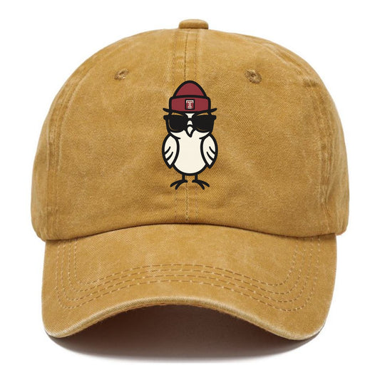 Philadelphia Owl wearing Temple beanie with T patch - Classic Cap - Golden Harvest(Yellow)