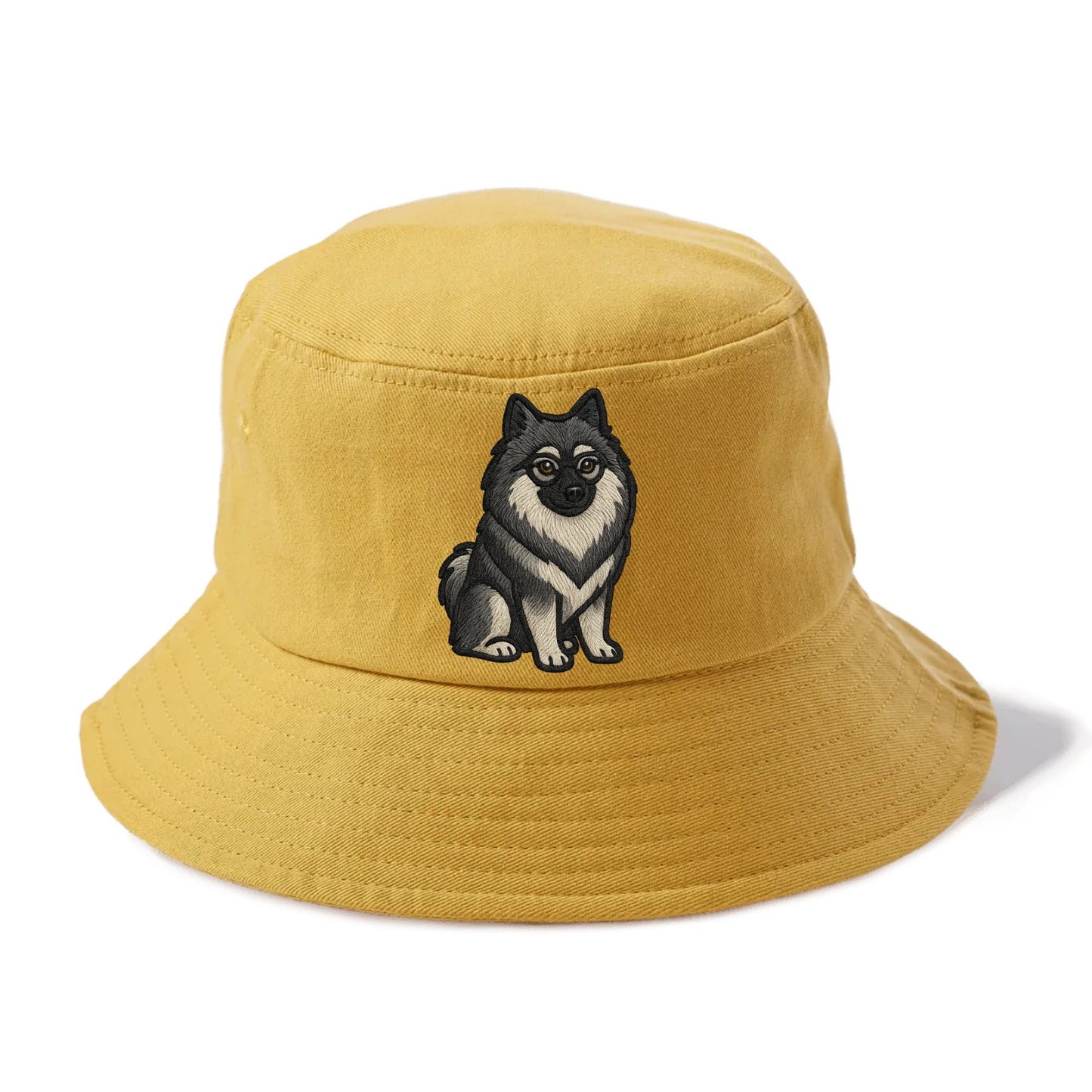 Keeshond - Gray and black spectacles embroidered design - Bucket Hat - Golden Harvest(Yellow)