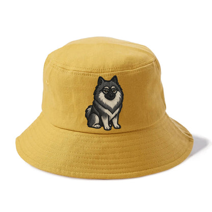 Keeshond - Gray and black spectacles embroidered design - Bucket Hat - Golden Harvest(Yellow)