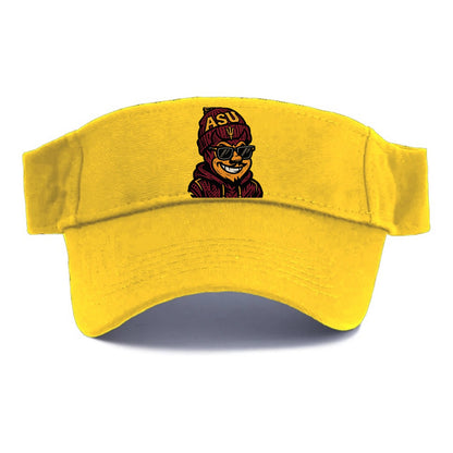 Tempe Sparky wearing Arizona State beanie with fork patch - Visor - Golden Harvest(Yellow)