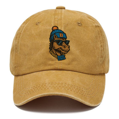Boise Bronco wearing Boise State beanie with B patch - Classic Cap - Golden Harvest(Yellow)