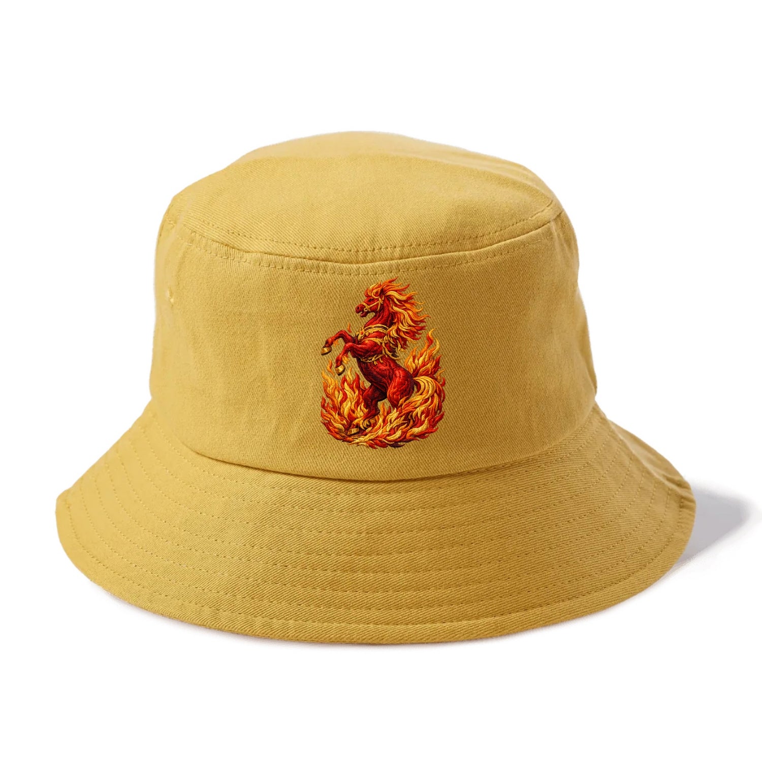 VICTORY BLAZE | Triumphant rearing horse in flames | Achievement celebration | Winning - Bucket Hat - Golden Harvest(Yellow)