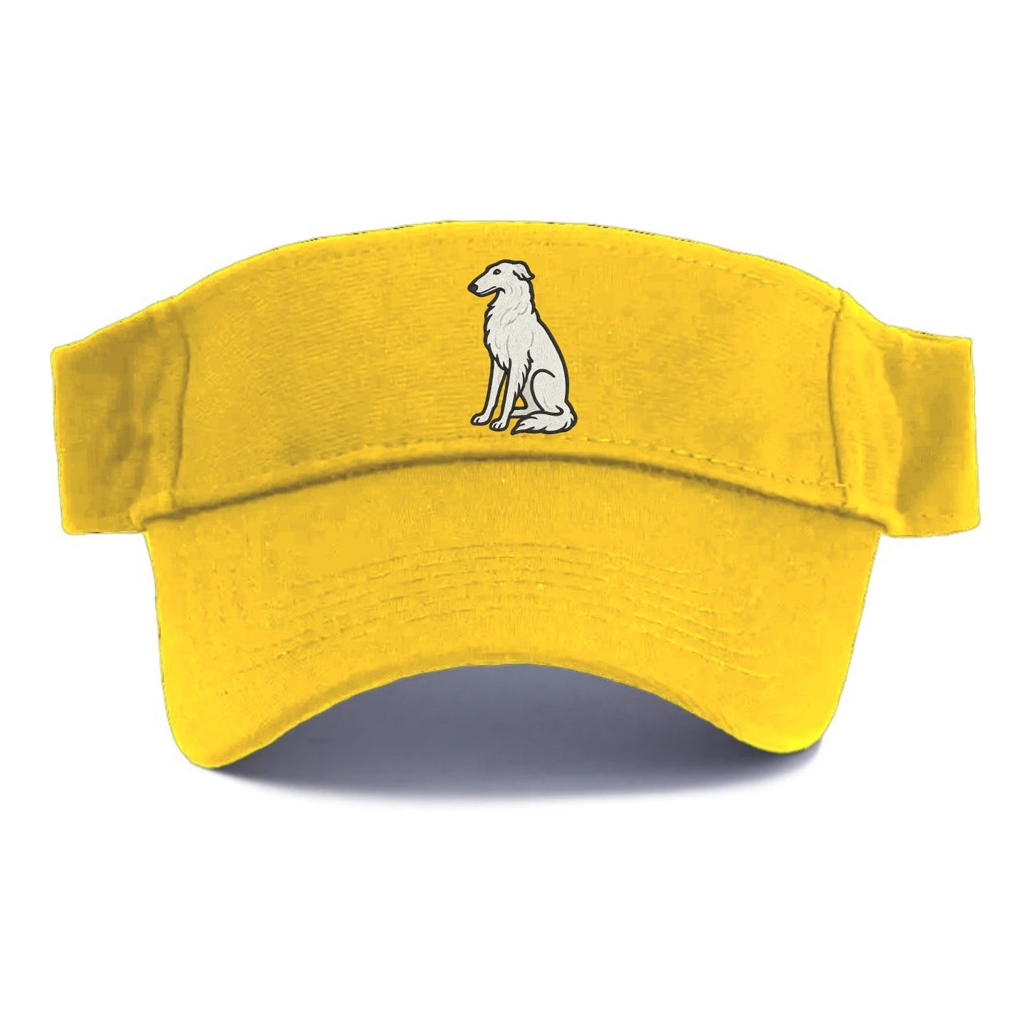 Borzoi - White embroidered sitting pose - Visor - Golden Harvest(Yellow)