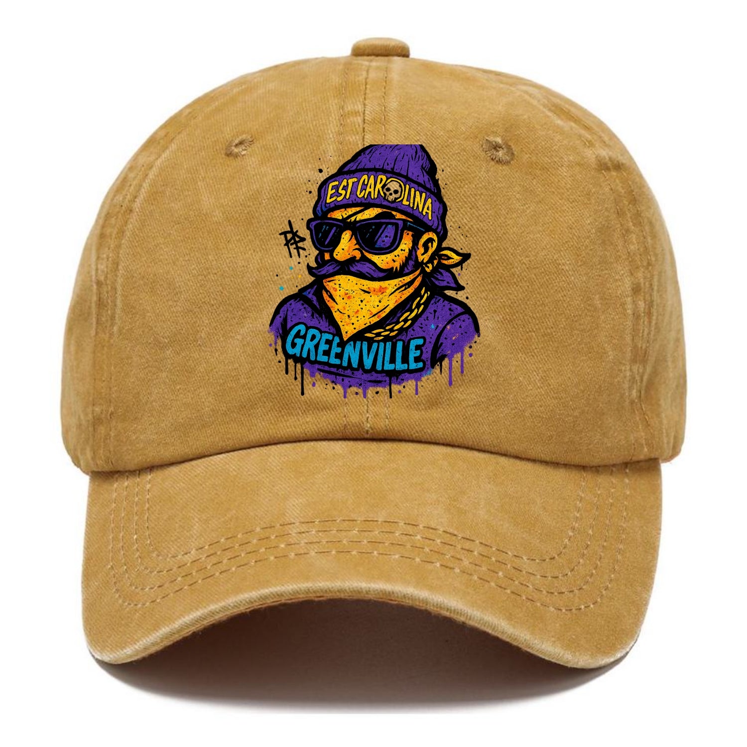 Greenville Pirate wearing East Carolina beanie with skull patch - Classic Cap - Golden Harvest(Yellow)