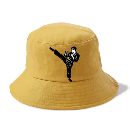 Martial artist performing a high kick - Bucket Hat - Golden Harvest(Yellow)