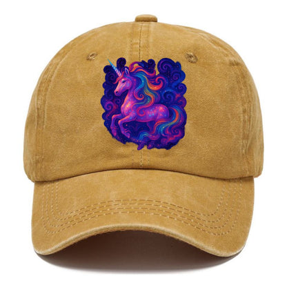 Magical unicorn with flowing rainbow gradient mane, iridescent horn with spiral light - Classic Cap - Golden Harvest(Yellow)
