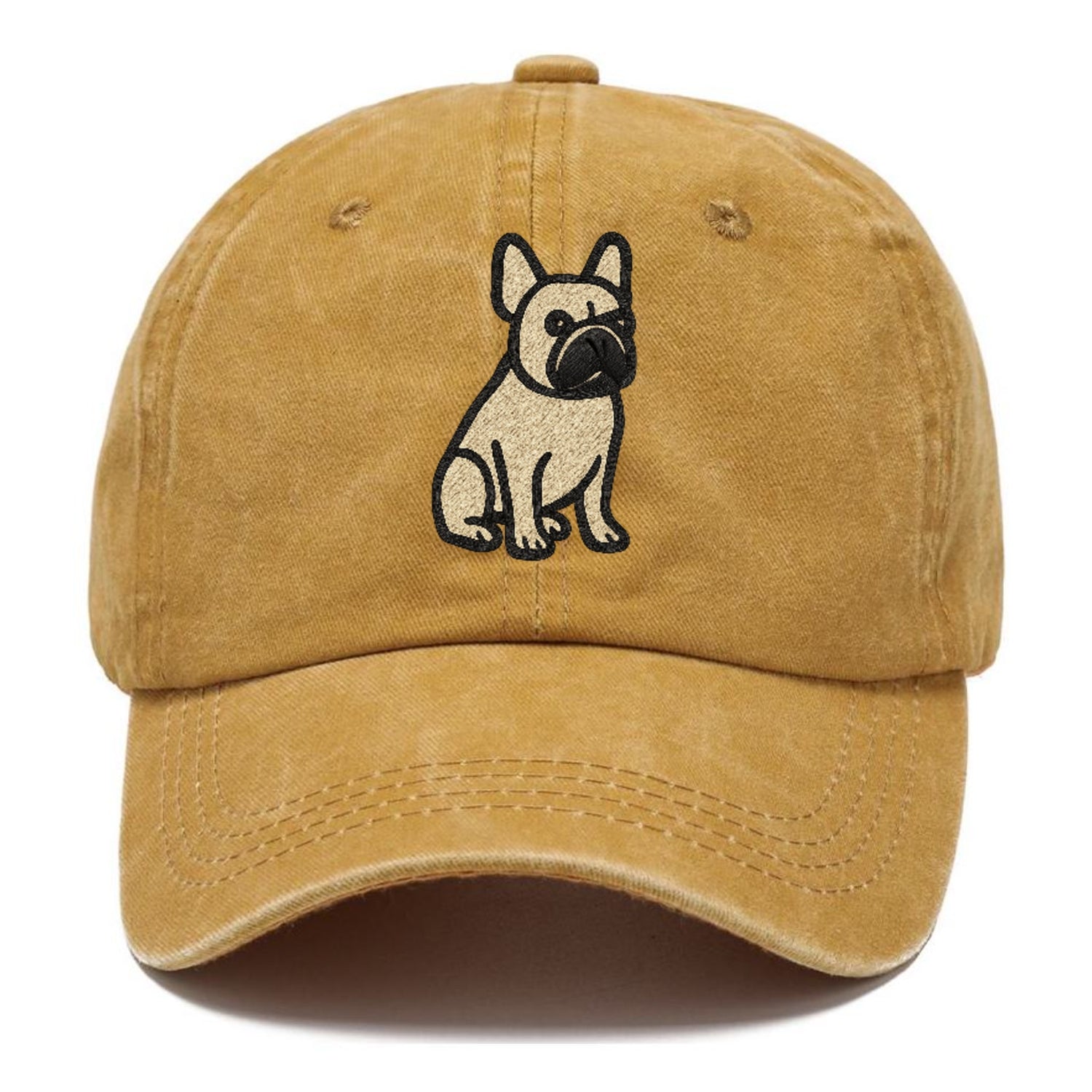 French Bulldog Fawn Colored Clean Sitting Pose Classic Cap - Golden Harvest(Yellow)