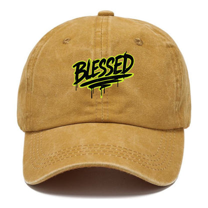 Bold typography design - "BLESSED" - recognizing good fortune, abundance - Classic Cap - Golden Harvest(Yellow)