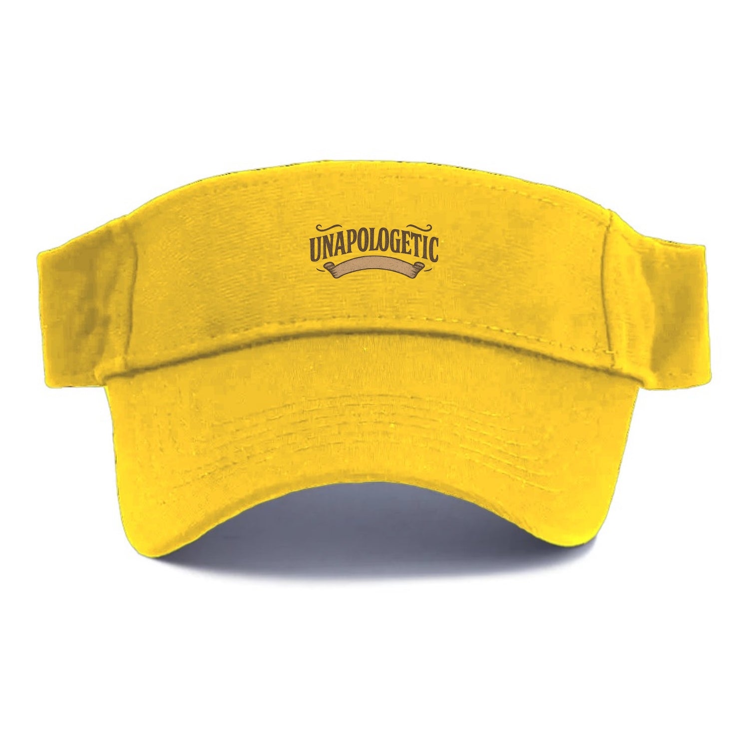 Bold typography design - "UNAPOLOGETIC" - no regrets, owning it - Visor - Golden Harvest(Yellow)
