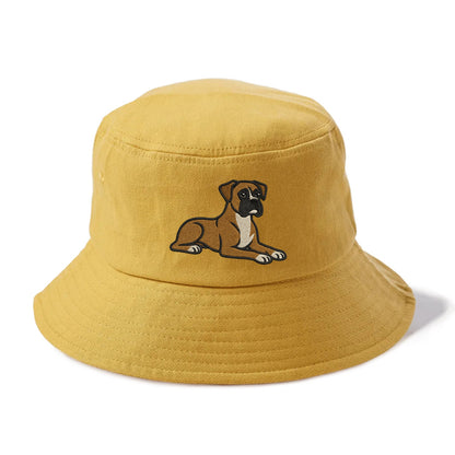 Boxer - Fawn colored relaxed lying down Bucket Hat - Golden Harvest(Yellow)