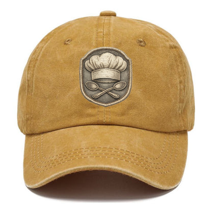Embroidered patch design - COOKING CHEF HAT - toque blanche with crossed spoons in - Classic Cap - Golden Harvest(Yellow)