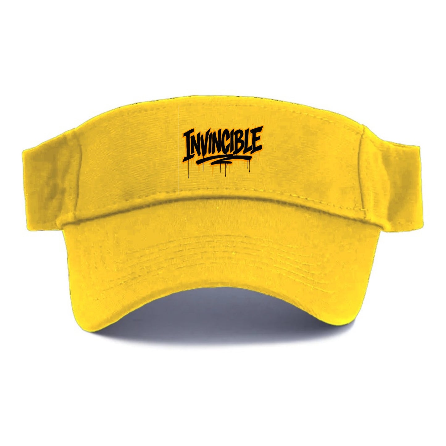 Bold typography design - "INVINCIBLE" - cannot be defeated, unconquerable - Visor - Golden Harvest(Yellow)
