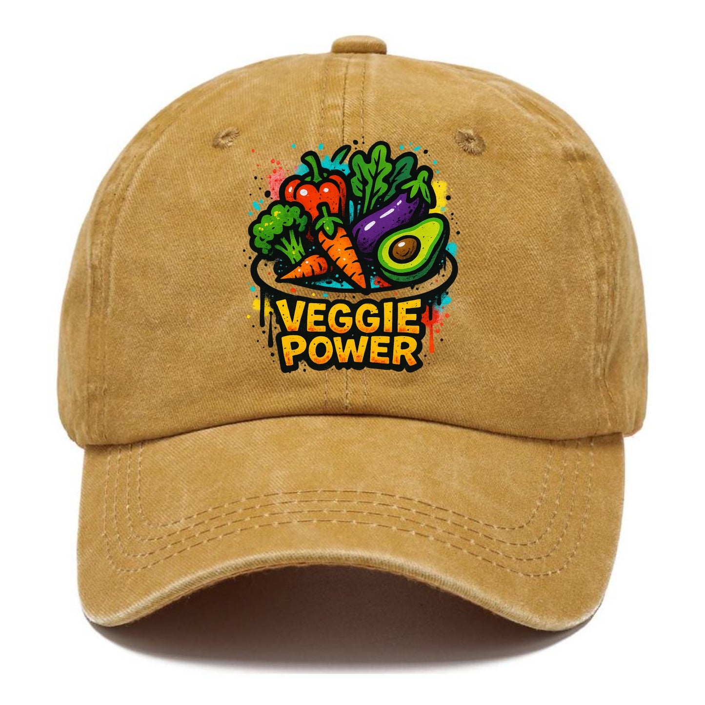 Colorful vegetables and plants on plate - plant-based lifestyle, veggie power - Classic Cap - Golden Harvest(Yellow)