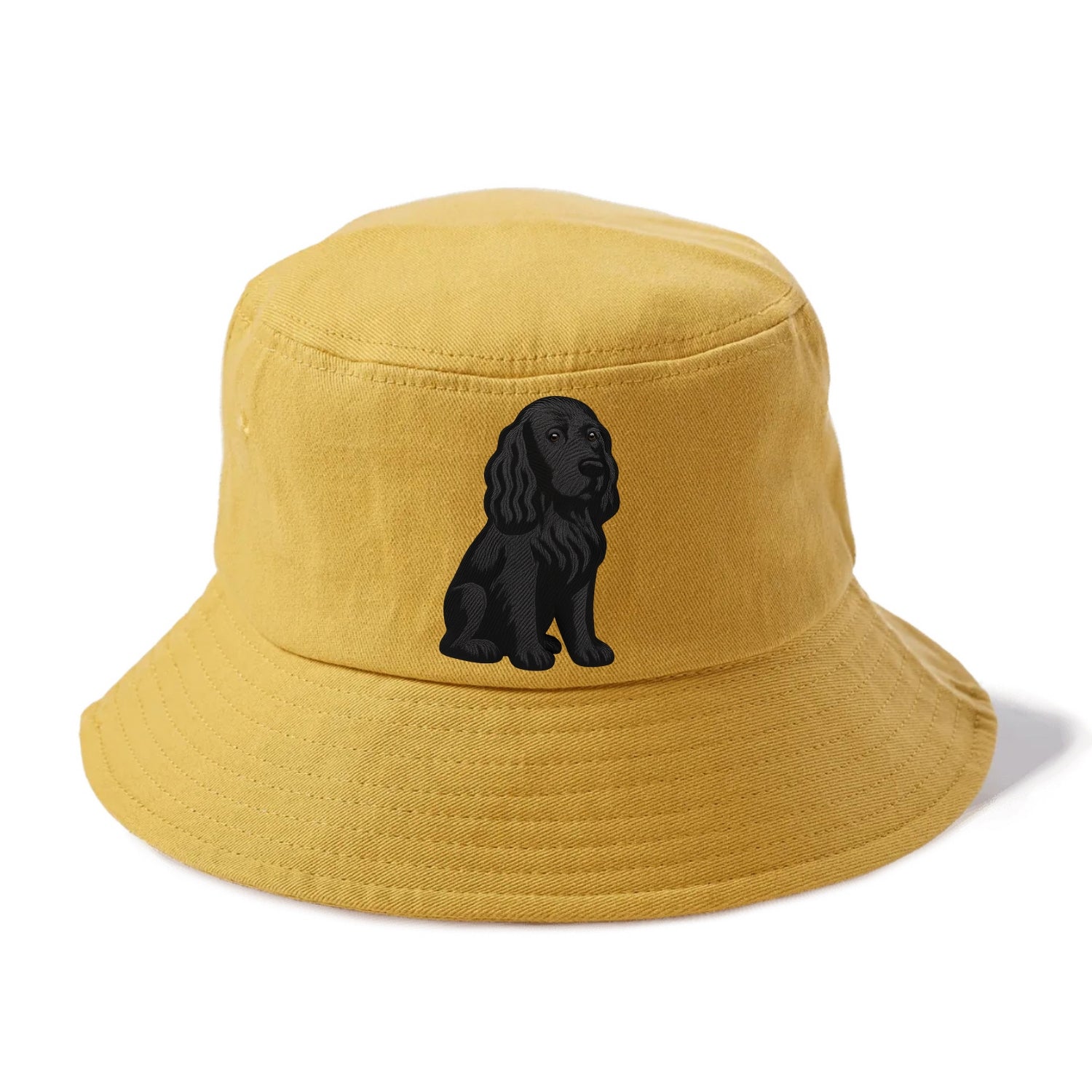 Field Spaniel - Black silky coat embroidered pose - Bucket Hat - Golden Harvest(Yellow)