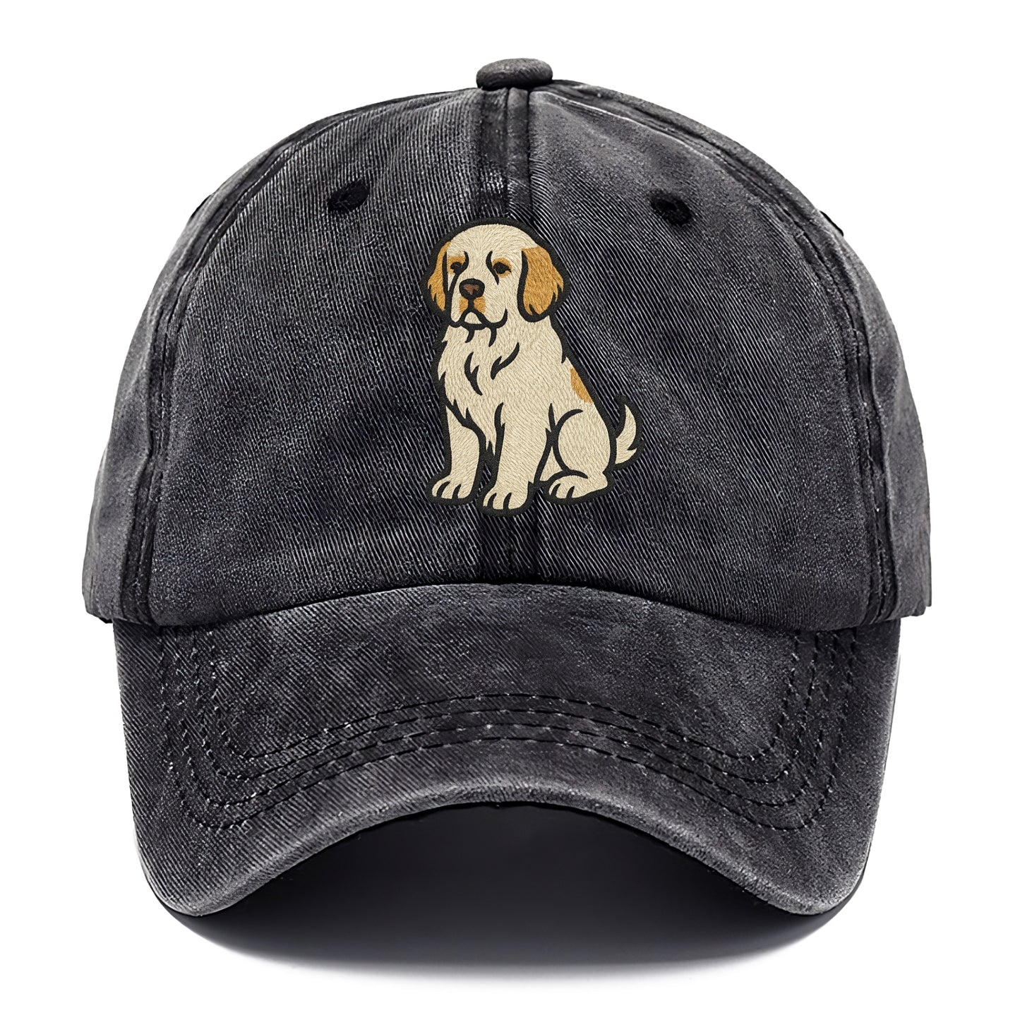 Clumber Spaniel - White with lemon markings embroidered pose - Classic Cap - Graphite