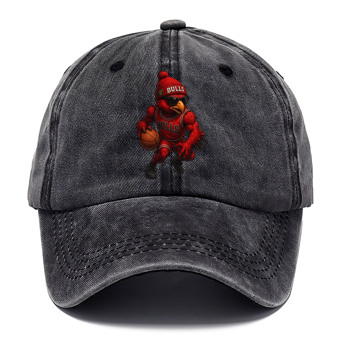 Windy City Hawk wearing Bulls beanie with six rings patch and wayfarer sunglasses - Classic Cap - Graphite