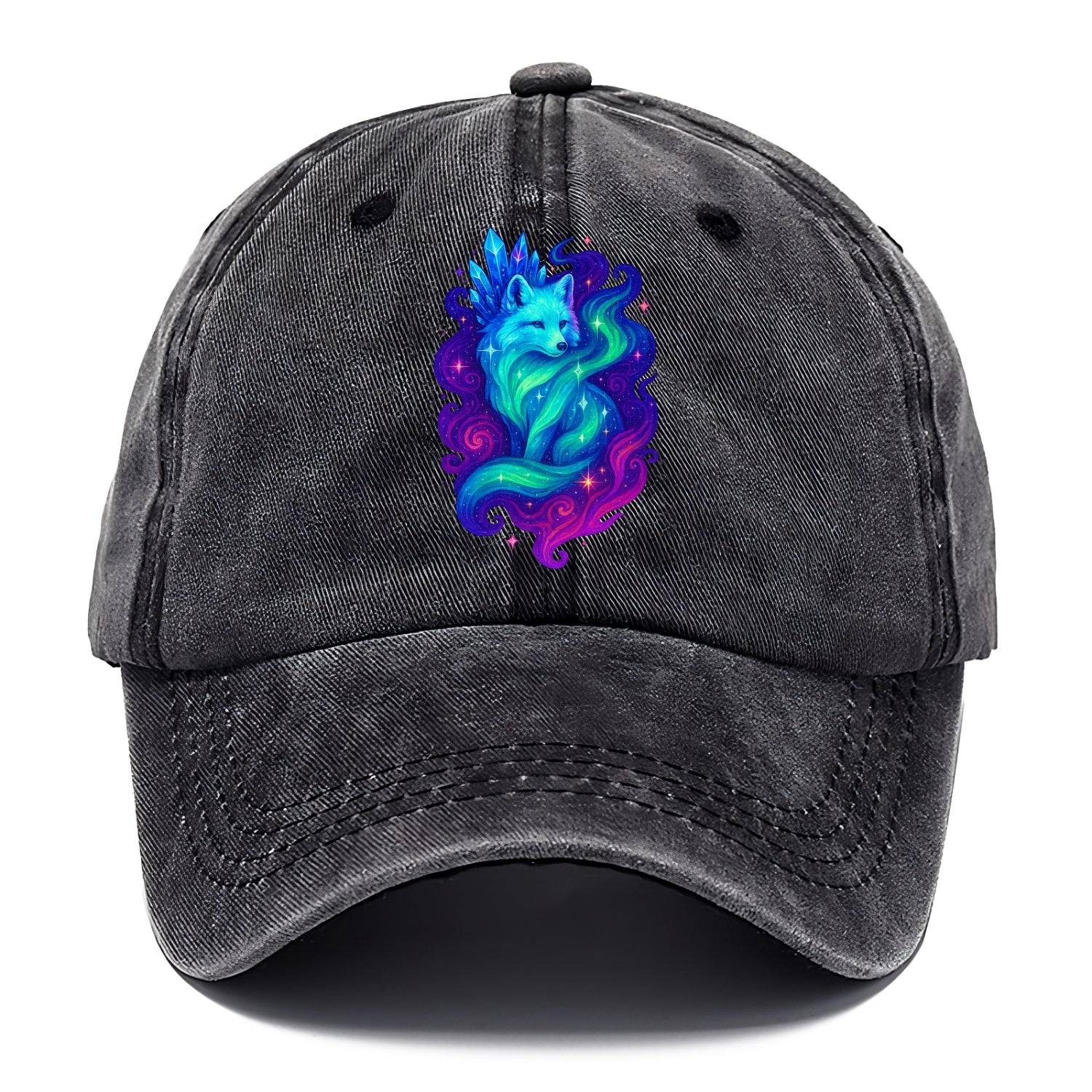 Ethereal arctic fox with fur that transforms into crystal formations, northern lights - Classic Cap - Graphite